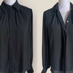 Luis Vuitton Uniform Elegant Black Button Up Blouse